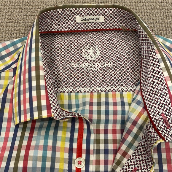 Bugatchi Uomo Shaped Fit Cotton Men’s button down long sleeved shirt - Picture 9 of 9